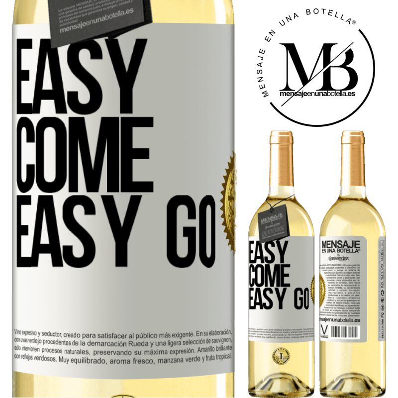 29,95 € Envoi gratuit | Vin blanc Édition WHITE Easy come, easy go Étiquette Blanche. Étiquette personnalisable Vin jeune Récolte 2022 Verdejo