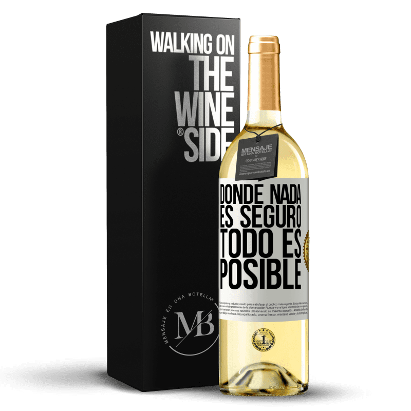 29,95 € Envío gratis | Vino Blanco Edición WHITE Donde nada es seguro, todo es posible Etiqueta Blanca. Etiqueta personalizable Vino joven Cosecha 2024 Verdejo