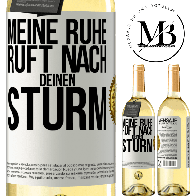 29,95 € Kostenloser Versand | Weißwein WHITE Ausgabe Meine Ruhe ruft nach deinen Sturm Weißes Etikett. Anpassbares Etikett Junger Wein Ernte 2023 Verdejo