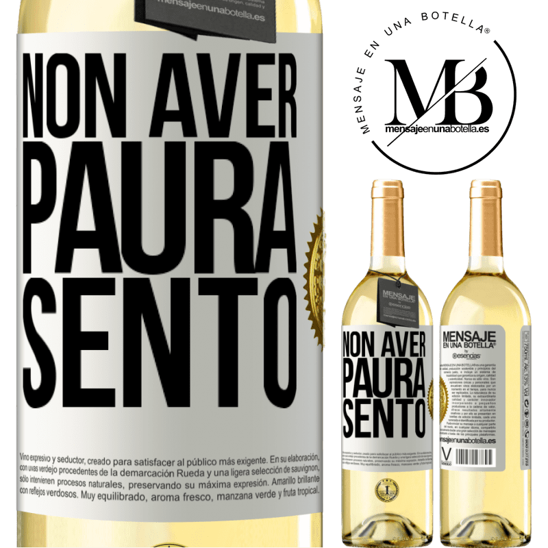 29,95 € Spedizione Gratuita | Vino bianco Edizione WHITE Non aver paura Sento Etichetta Bianca. Etichetta personalizzabile Vino giovane Raccogliere 2024 Verdejo