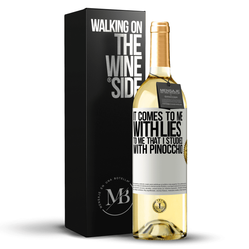 29,95 € Free Shipping | White Wine WHITE Edition It comes to me with lies. To me that I studied with Pinocchio White Label. Customizable label Young wine Harvest 2024 Verdejo