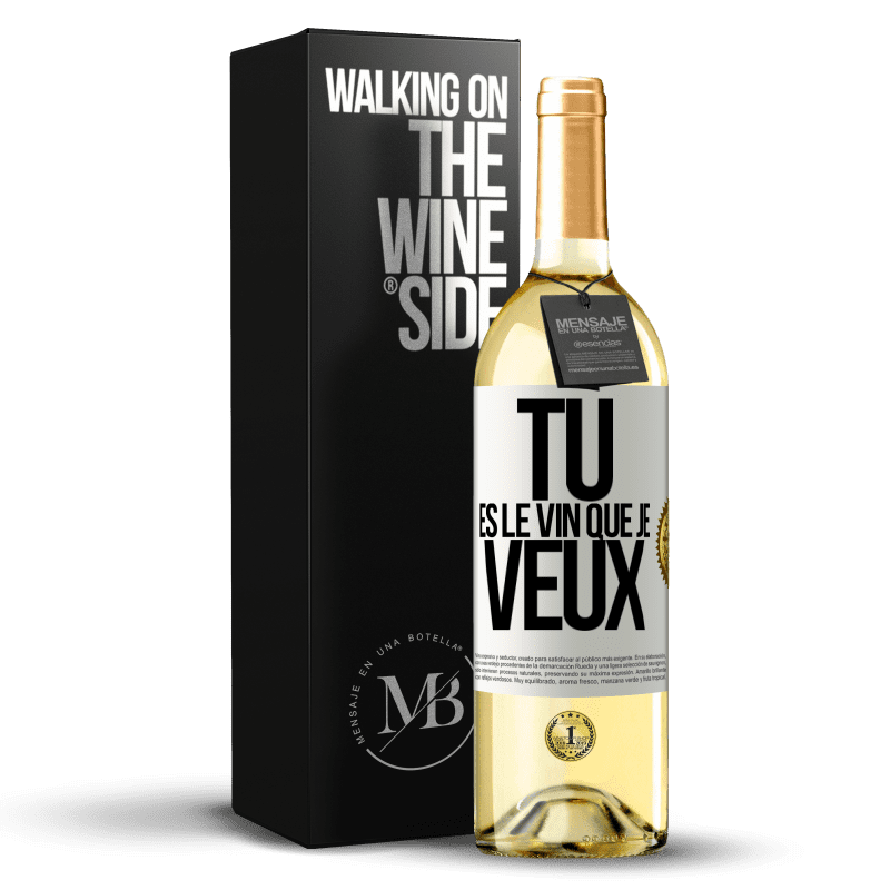 29,95 € Envoi gratuit | Vin blanc Édition WHITE Tu es le vin que je veux Étiquette Blanche. Étiquette personnalisable Vin jeune Récolte 2024 Verdejo