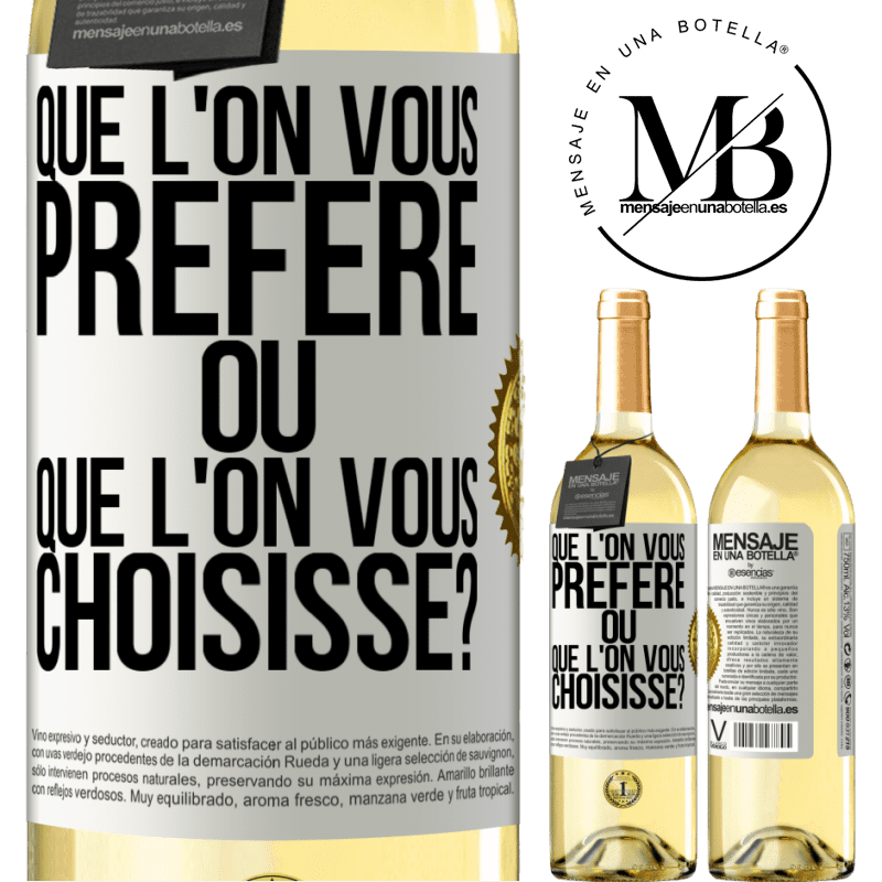 29,95 € Envoi gratuit | Vin blanc Édition WHITE Que l'on vous préfère ou que l'on vous choisisse? Étiquette Blanche. Étiquette personnalisable Vin jeune Récolte 2024 Verdejo