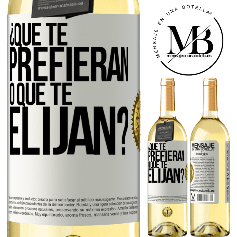 29,95 € Envío gratis | Vino Blanco Edición WHITE ¿Que te prefieran, o que te elijan? Etiqueta Blanca. Etiqueta personalizable Vino joven Cosecha 2025 Verdejo