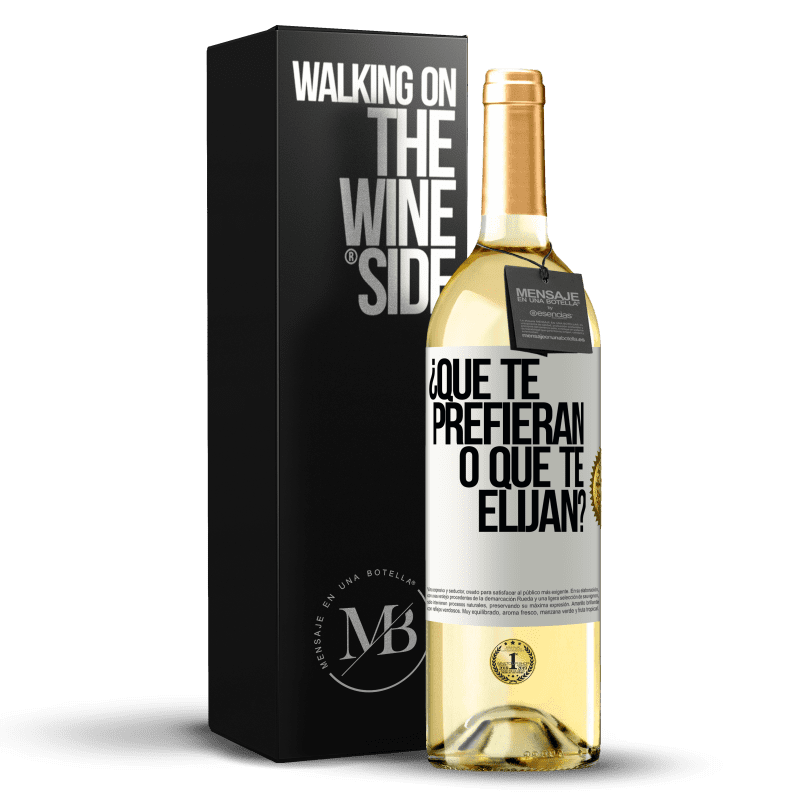 29,95 € Envío gratis | Vino Blanco Edición WHITE ¿Que te prefieran, o que te elijan? Etiqueta Blanca. Etiqueta personalizable Vino joven Cosecha 2024 Verdejo