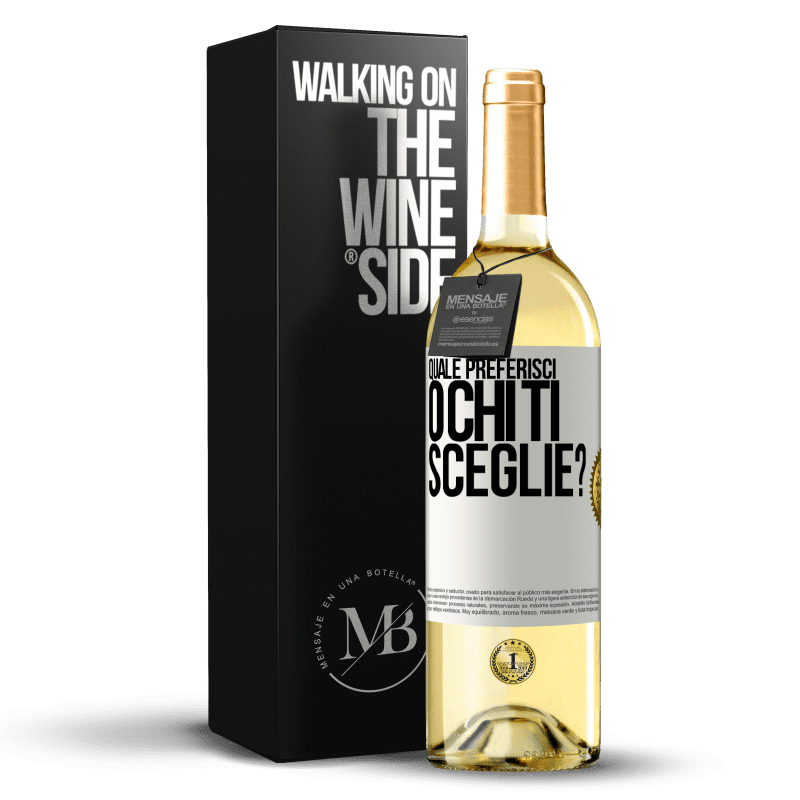 29,95 € Spedizione Gratuita | Vino bianco Edizione WHITE quale preferisci o chi ti sceglie? Etichetta Bianca. Etichetta personalizzabile Vino giovane Raccogliere 2024 Verdejo