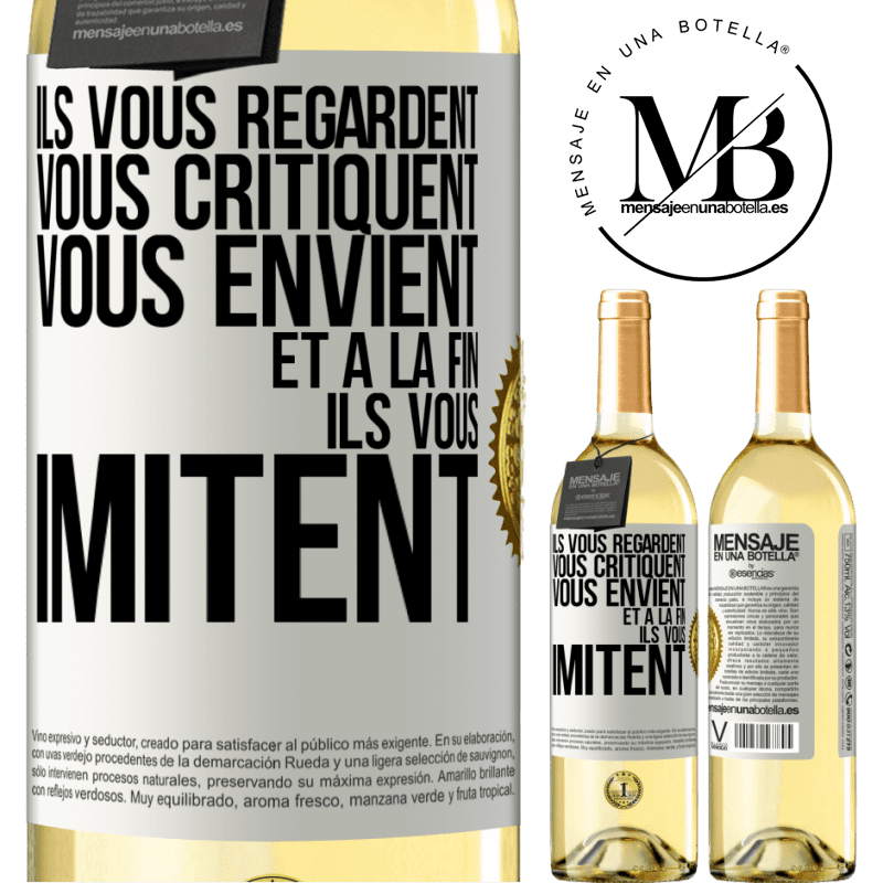 29,95 € Envoi gratuit | Vin blanc Édition WHITE Ils vous regardent, vous critiquent vous envient... et à la fin ils vous imitent Étiquette Blanche. Étiquette personnalisable Vin jeune Récolte 2024 Verdejo