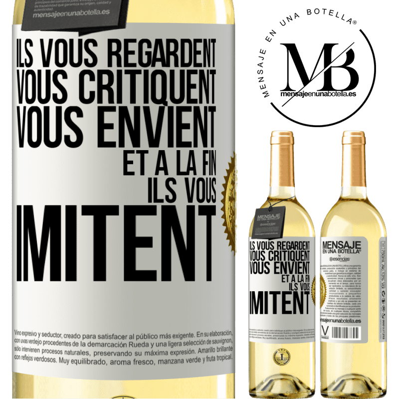 29,95 € Envoi gratuit | Vin blanc Édition WHITE Ils vous regardent, vous critiquent vous envient... et à la fin ils vous imitent Étiquette Blanche. Étiquette personnalisable Vin jeune Récolte 2025 Verdejo