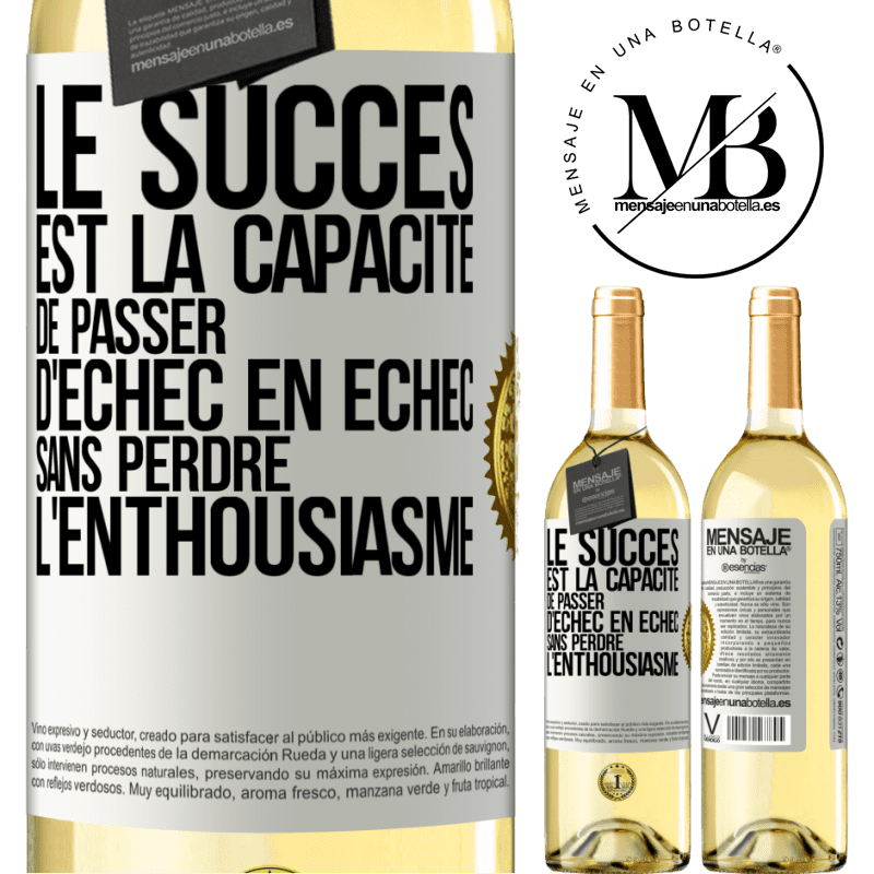 29,95 € Envoi gratuit | Vin blanc Édition WHITE Le succès est la capacité de passer d'échec en échec sans perdre l'enthousiasme Étiquette Blanche. Étiquette personnalisable Vin jeune Récolte 2023 Verdejo