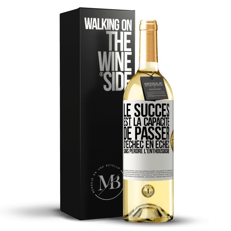 29,95 € Envoi gratuit | Vin blanc Édition WHITE Le succès est la capacité de passer d'échec en échec sans perdre l'enthousiasme Étiquette Blanche. Étiquette personnalisable Vin jeune Récolte 2023 Verdejo