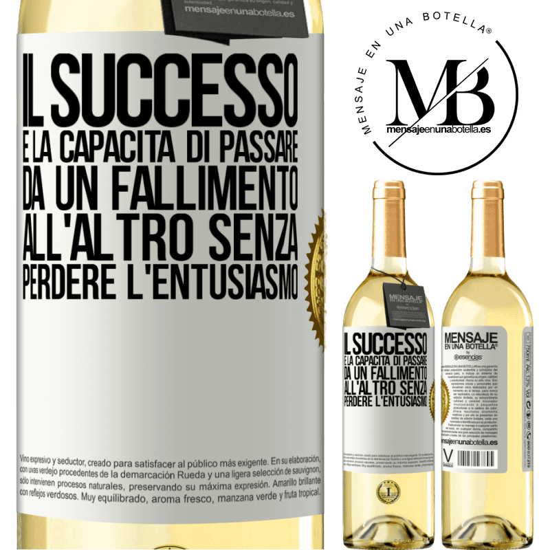 29,95 € Spedizione Gratuita | Vino bianco Edizione WHITE Il successo è la capacità di passare da un fallimento all'altro senza perdere l'entusiasmo Etichetta Bianca. Etichetta personalizzabile Vino giovane Raccogliere 2023 Verdejo