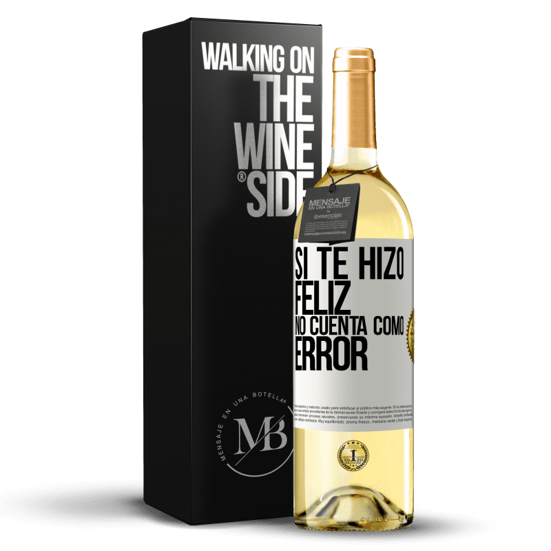 29,95 € Envío gratis | Vino Blanco Edición WHITE Si te hizo feliz, no cuenta como error Etiqueta Blanca. Etiqueta personalizable Vino joven Cosecha 2025 Verdejo