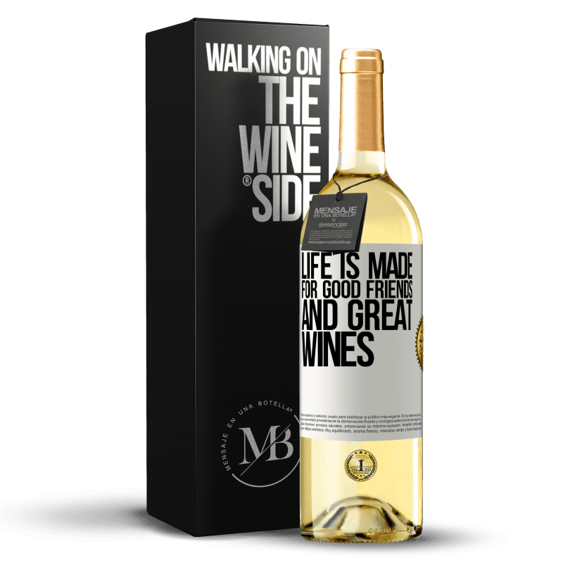 29,95 € Бесплатная доставка | Белое вино Издание WHITE Жизнь создана для хороших друзей и отличных вин Белая этикетка. Настраиваемая этикетка Молодое вино Урожай 2023 Verdejo