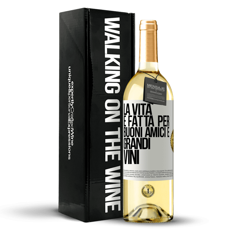 29,95 € Spedizione Gratuita | Vino bianco Edizione WHITE La vita è fatta per buoni amici e grandi vini Etichetta Bianca. Etichetta personalizzabile Vino giovane Raccogliere 2023 Verdejo