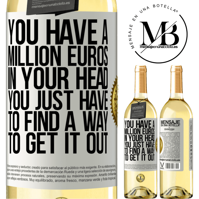 29,95 € Free Shipping | White Wine WHITE Edition You have a million euros in your head. You just have to find a way to get it out White Label. Customizable label Young wine Harvest 2023 Verdejo