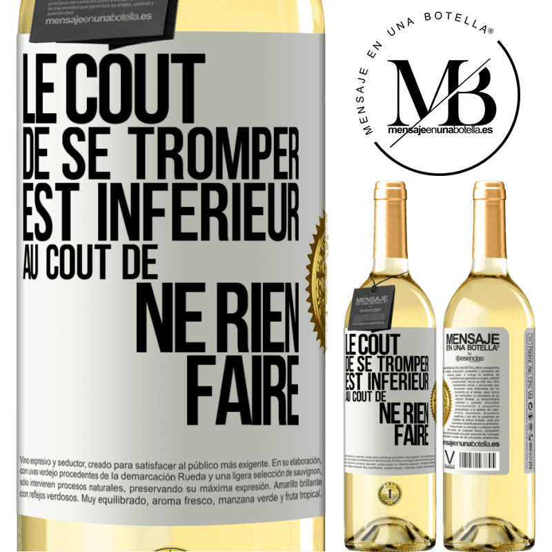 29,95 € Envoi gratuit | Vin blanc Édition WHITE Le coût de se tromper est inférieur au coût de ne rien faire Étiquette Blanche. Étiquette personnalisable Vin jeune Récolte 2023 Verdejo