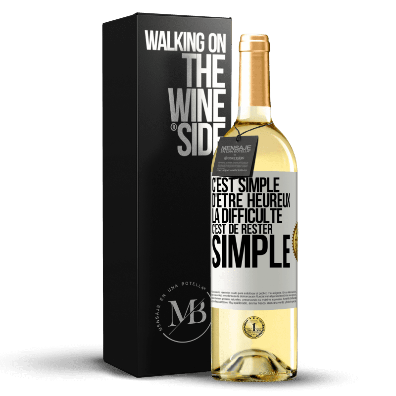 29,95 € Envoi gratuit | Vin blanc Édition WHITE C'est simple d'être heureux, la difficulté c'est de rester simple Étiquette Blanche. Étiquette personnalisable Vin jeune Récolte 2024 Verdejo