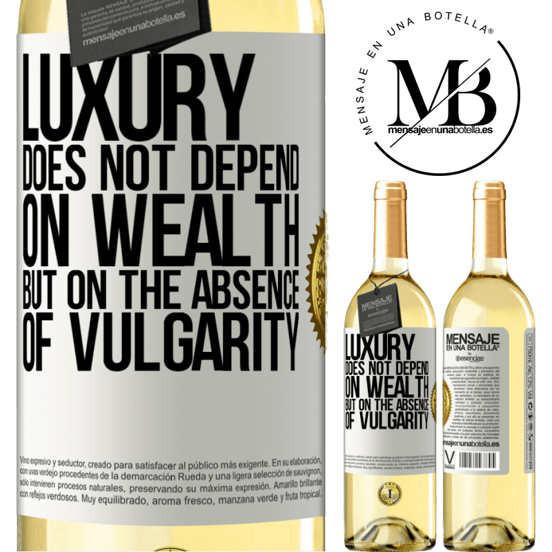 29,95 € Free Shipping | White Wine WHITE Edition Luxury does not depend on wealth, but on the absence of vulgarity White Label. Customizable label Young wine Harvest 2022 Verdejo