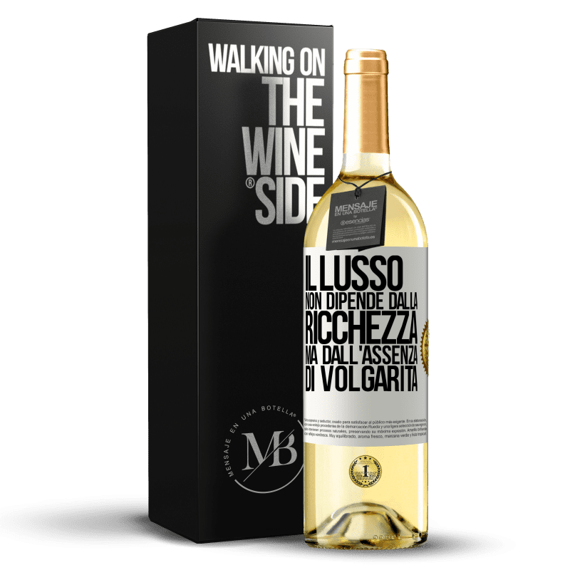 29,95 € Spedizione Gratuita | Vino bianco Edizione WHITE Il lusso non dipende dalla ricchezza, ma dall'assenza di volgarità Etichetta Bianca. Etichetta personalizzabile Vino giovane Raccogliere 2024 Verdejo