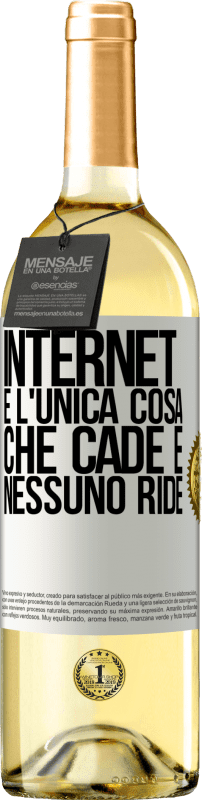 29,95 € Spedizione Gratuita | Vino bianco Edizione WHITE Internet è l'unica cosa che cade e nessuno ride Etichetta Bianca. Etichetta personalizzabile Vino giovane Raccogliere 2025 Verdejo