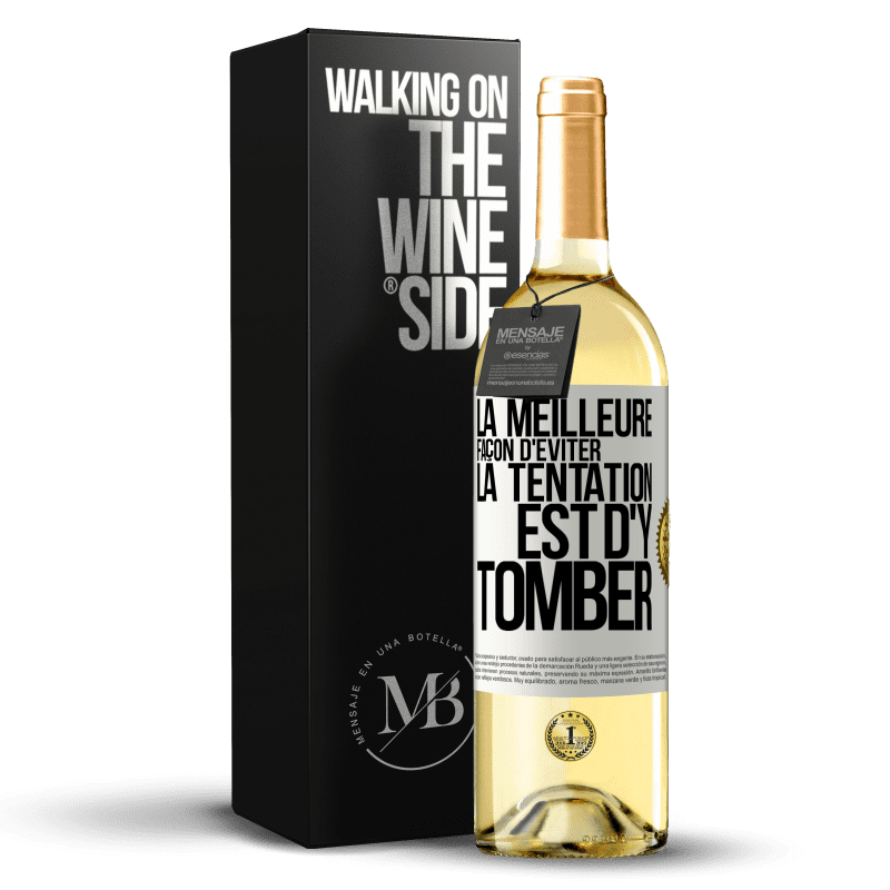 29,95 € Envoi gratuit | Vin blanc Édition WHITE La meilleure façon d'éviter la tentation est d'y tomber Étiquette Blanche. Étiquette personnalisable Vin jeune Récolte 2023 Verdejo
