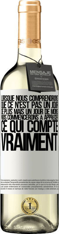 29,95 € | Vin blanc Édition WHITE Lorsque nous comprendrons que ce n'est pas un jour de plus mais un jour de moins, nous commencerons à apprécier ce qui Étiquette Blanche. Étiquette personnalisable Vin jeune Récolte 2024 Verdejo