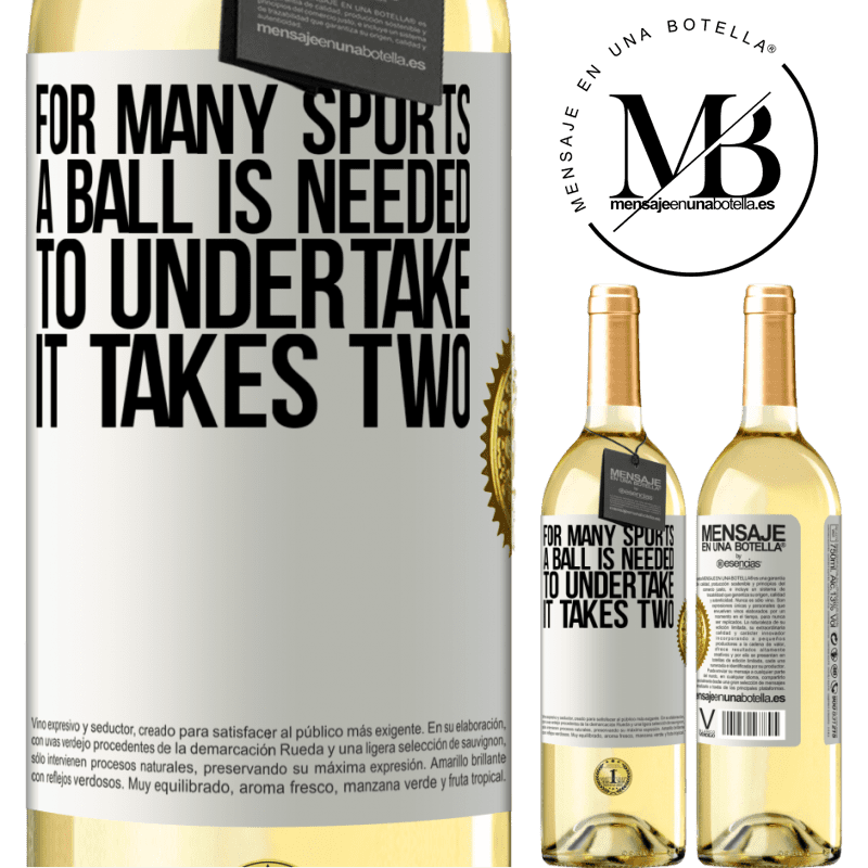 29,95 € Free Shipping | White Wine WHITE Edition For many sports a ball is needed. To undertake, it takes two White Label. Customizable label Young wine Harvest 2024 Verdejo