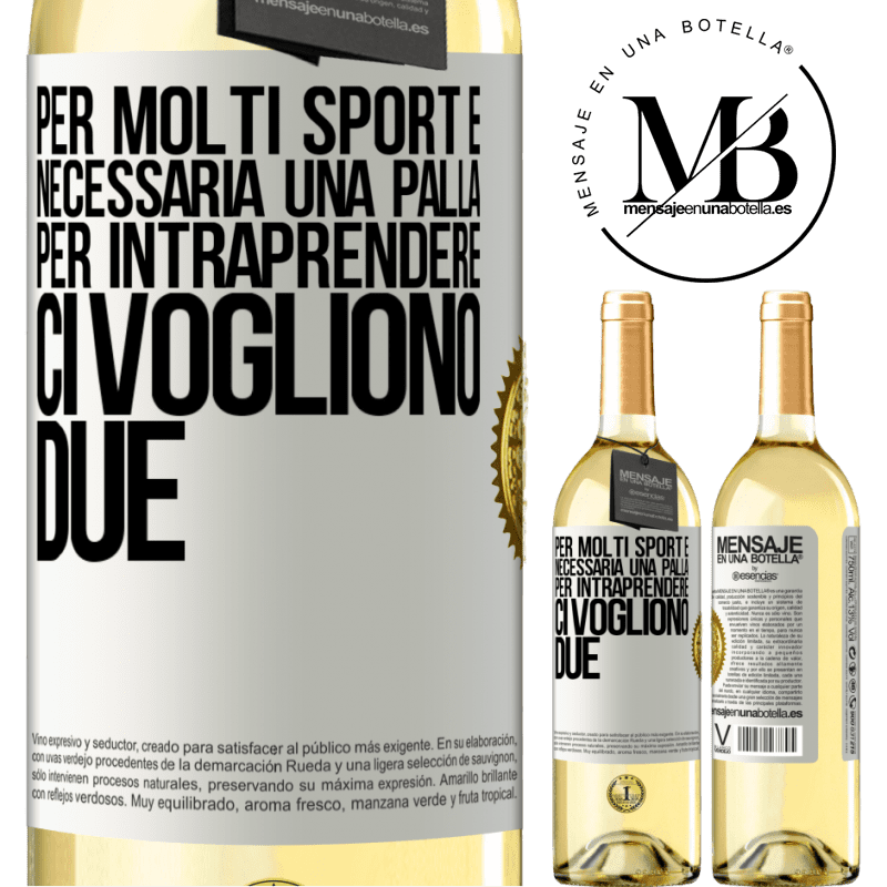 29,95 € Spedizione Gratuita | Vino bianco Edizione WHITE Per molti sport è necessaria una palla. Per intraprendere, ci vogliono due Etichetta Bianca. Etichetta personalizzabile Vino giovane Raccogliere 2024 Verdejo