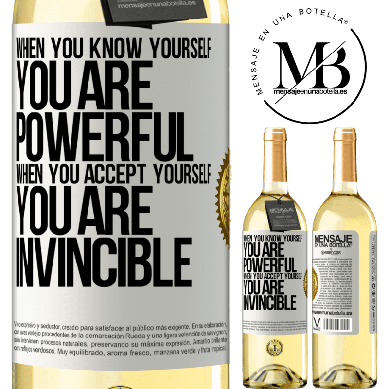 29,95 € Free Shipping | White Wine WHITE Edition When you know yourself, you are powerful. When you accept yourself, you are invincible White Label. Customizable label Young wine Harvest 2022 Verdejo