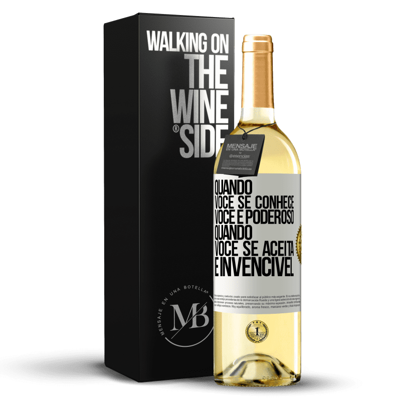 29,95 € Envio grátis | Vinho branco Edição WHITE Quando você se conhece, você é poderoso. Quando você se aceita, é invencível Etiqueta Branca. Etiqueta personalizável Vinho jovem Colheita 2024 Verdejo