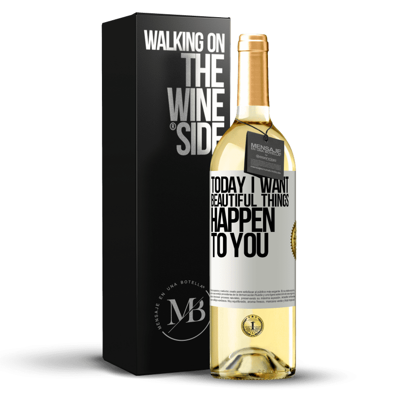 29,95 € 免费送货 | 白葡萄酒 WHITE版 今天我希望美丽的事情发生在你身上 白标. 可自定义的标签 青年酒 收成 2023 Verdejo