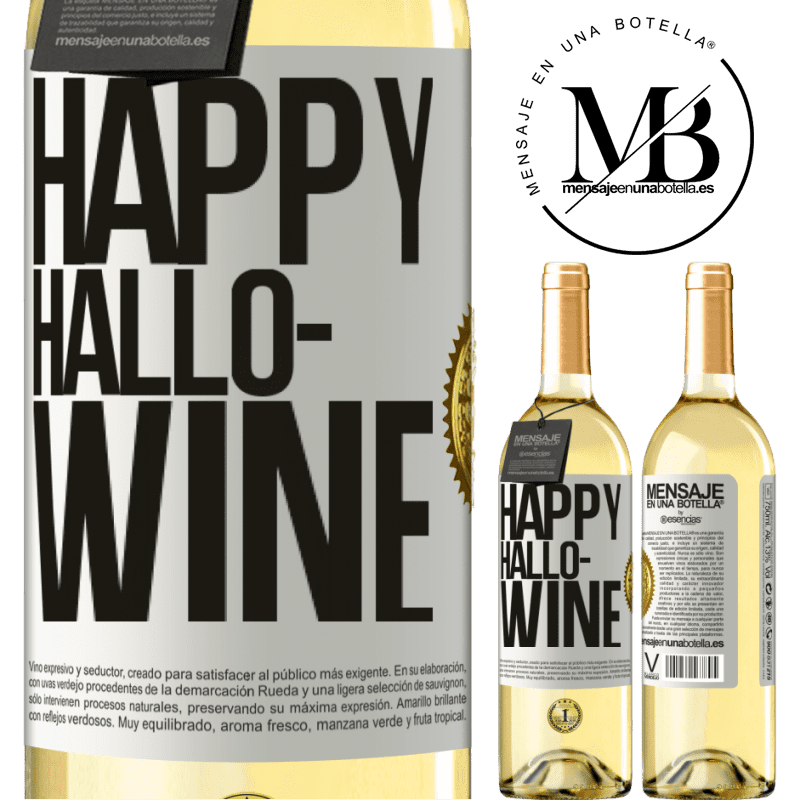 29,95 € Envío gratis | Vino Blanco Edición WHITE Happy Hallo-Wine Etiqueta Blanca. Etiqueta personalizable Vino joven Cosecha 2024 Verdejo