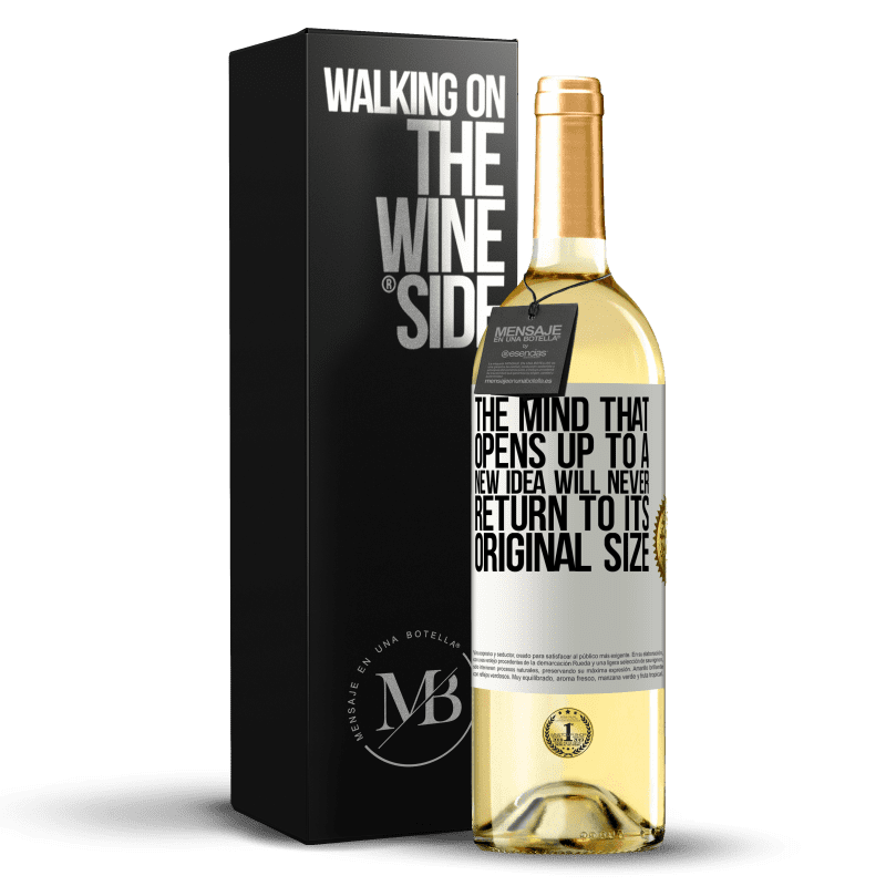 29,95 € Бесплатная доставка | Белое вино Издание WHITE Разум, который открывается новой идее, никогда не вернется к своему первоначальному размеру Белая этикетка. Настраиваемая этикетка Молодое вино Урожай 2023 Verdejo