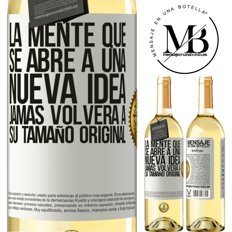 29,95 € Envoi gratuit | Vin blanc Édition WHITE L'esprit qui s'ouvre à une nouvelle idée ne reviendra jamais à sa taille d'origine Étiquette Blanche. Étiquette personnalisable Vin jeune Récolte 2022 Verdejo