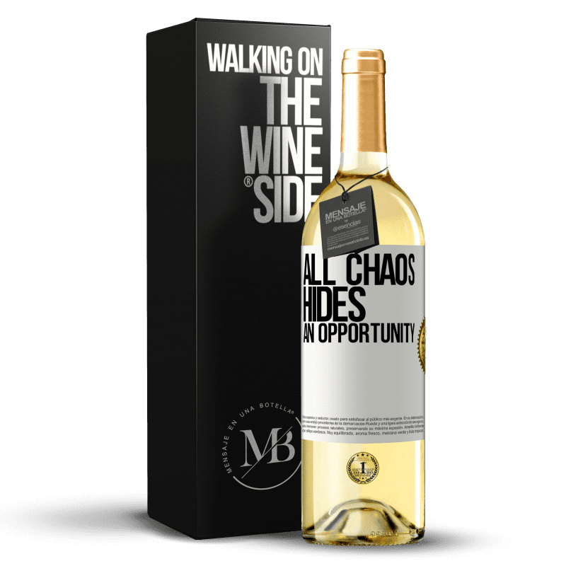 29,95 € Free Shipping | White Wine WHITE Edition All chaos hides an opportunity White Label. Customizable label Young wine Harvest 2024 Verdejo