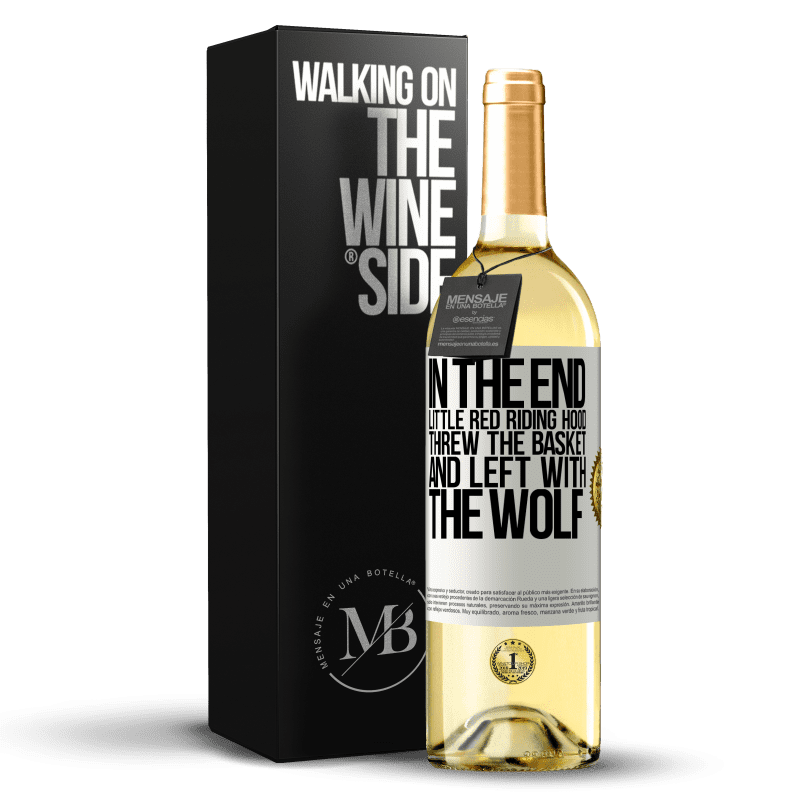 29,95 € 免费送货 | 白葡萄酒 WHITE版 最后，小红帽扔了篮子，与狼一起离开 白标. 可自定义的标签 青年酒 收成 2023 Verdejo