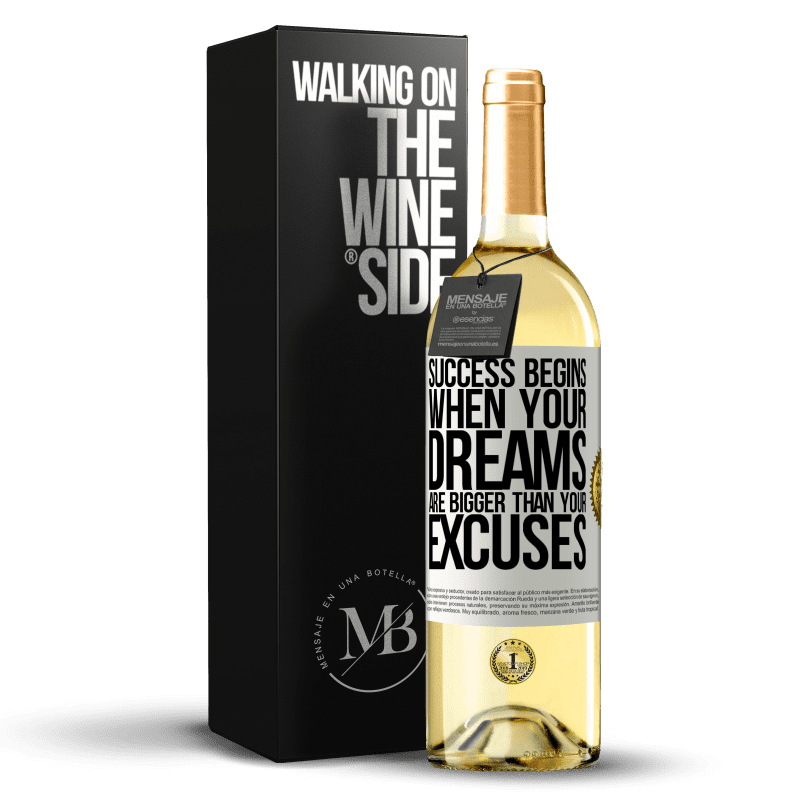 29,95 € Free Shipping | White Wine WHITE Edition Success begins when your dreams are bigger than your excuses White Label. Customizable label Young wine Harvest 2023 Verdejo
