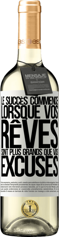 29,95 € Envoi gratuit | Vin blanc Édition WHITE Le succès commence lorsque vos rêves sont plus grands que vos excuses Étiquette Blanche. Étiquette personnalisable Vin jeune Récolte 2025 Verdejo