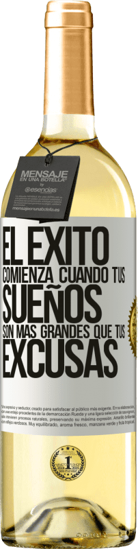 29,95 € | Vino Blanco Edición WHITE El éxito comienza cuando tus sueños son más grandes que tus excusas Etiqueta Blanca. Etiqueta personalizable Vino joven Cosecha 2024 Verdejo