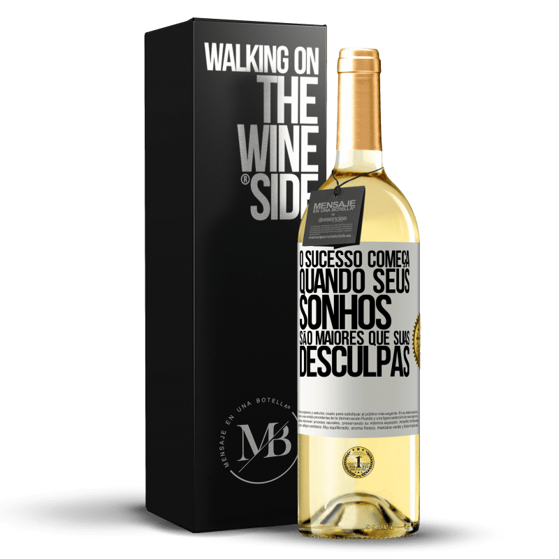 29,95 € Envio grátis | Vinho branco Edição WHITE O sucesso começa quando seus sonhos são maiores que suas desculpas Etiqueta Branca. Etiqueta personalizável Vinho jovem Colheita 2024 Verdejo