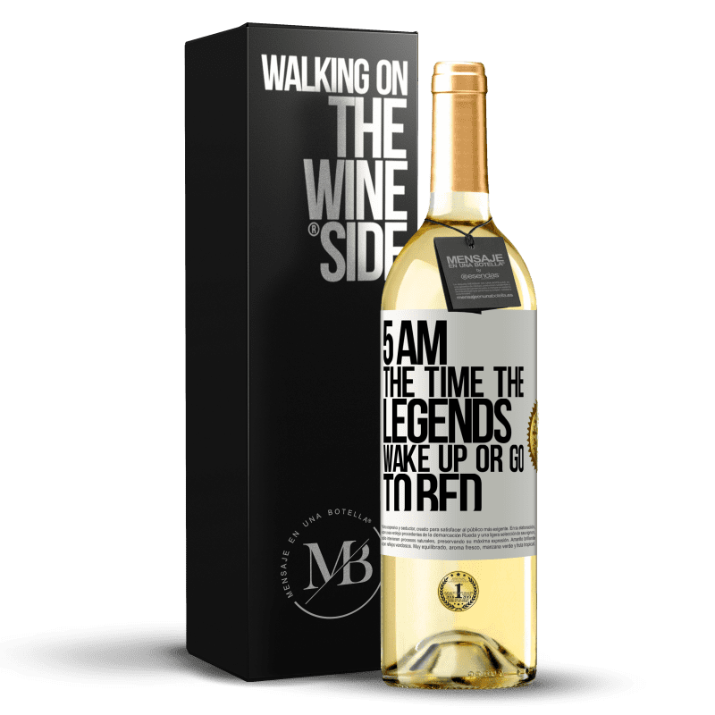 29,95 € Free Shipping | White Wine WHITE Edition 5 AM. The time the legends wake up or go to bed White Label. Customizable label Young wine Harvest 2024 Verdejo