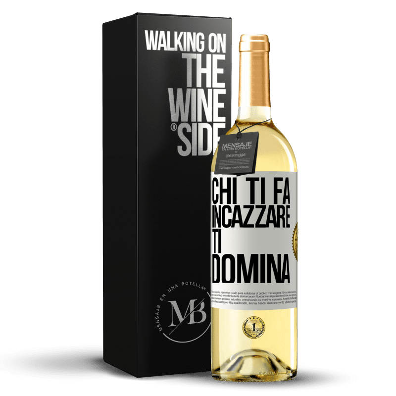 29,95 € Spedizione Gratuita | Vino bianco Edizione WHITE Chi ti fa incazzare, ti domina Etichetta Bianca. Etichetta personalizzabile Vino giovane Raccogliere 2024 Verdejo