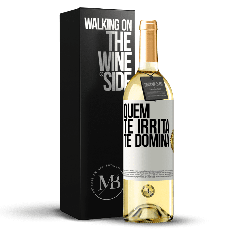 29,95 € Envio grátis | Vinho branco Edição WHITE Quem te irrita, te domina Etiqueta Branca. Etiqueta personalizável Vinho jovem Colheita 2025 Verdejo