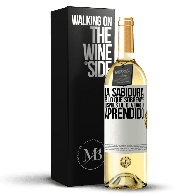 29,95 € Envío gratis | Vino Blanco Edición WHITE La sabiduría es lo que sobrevive después de olvidar lo aprendido Etiqueta Blanca. Etiqueta personalizable Vino joven Cosecha 2024 Verdejo