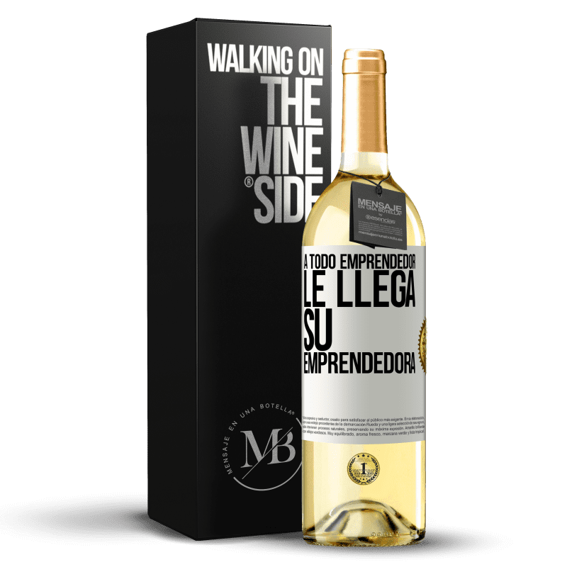 29,95 € Envío gratis | Vino Blanco Edición WHITE A todo emprendedor le llega su emprendedora Etiqueta Blanca. Etiqueta personalizable Vino joven Cosecha 2024 Verdejo