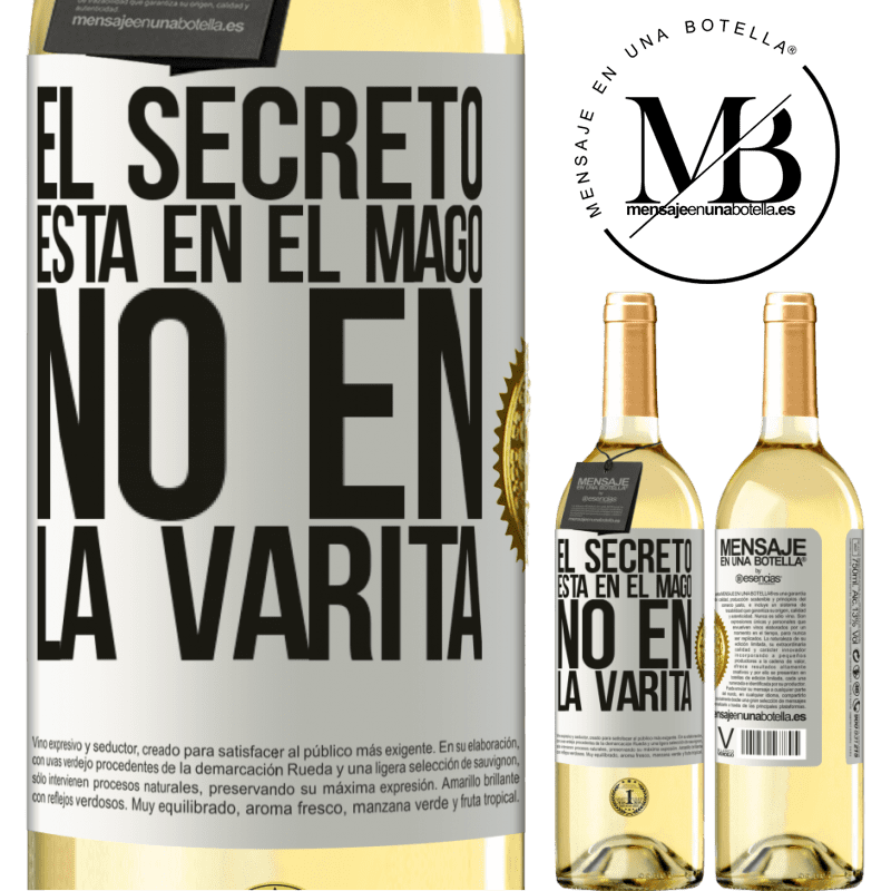 29,95 € Envío gratis | Vino Blanco Edición WHITE El secreto está en el mago, no en la varita Etiqueta Blanca. Etiqueta personalizable Vino joven Cosecha 2023 Verdejo
