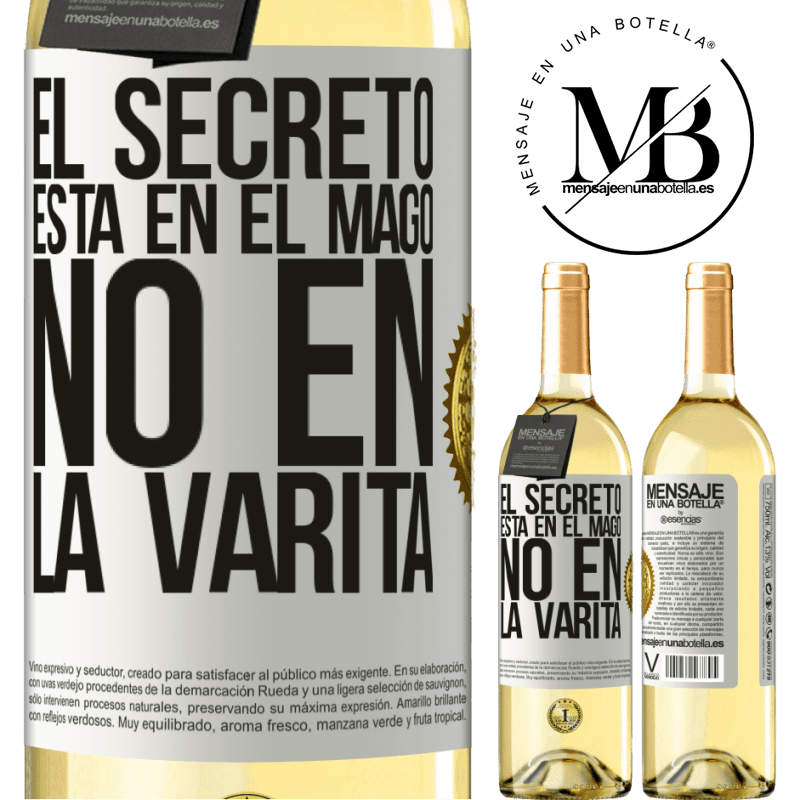 29,95 € Envío gratis | Vino Blanco Edición WHITE El secreto está en el mago, no en la varita Etiqueta Blanca. Etiqueta personalizable Vino joven Cosecha 2024 Verdejo