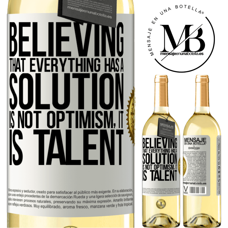 29,95 € Free Shipping | White Wine WHITE Edition Believing that everything has a solution is not optimism. Is slow White Label. Customizable label Young wine Harvest 2022 Verdejo