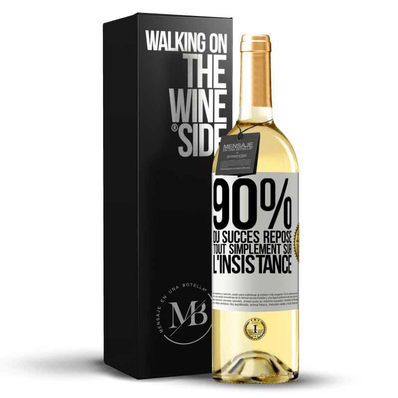 29,95 € Envoi gratuit | Vin blanc Édition WHITE 90% du succès repose tout simplement sur l'insistance Étiquette Blanche. Étiquette personnalisable Vin jeune Récolte 2023 Verdejo
