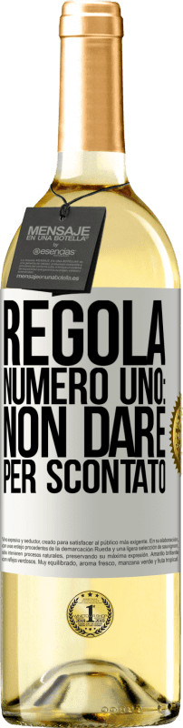 29,95 € | Vino bianco Edizione WHITE Regola numero uno: non dare per scontato Etichetta Bianca. Etichetta personalizzabile Vino giovane Raccogliere 2024 Verdejo